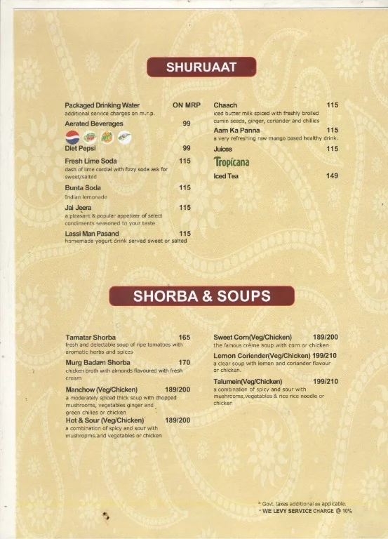 Pind Balluchi menu 