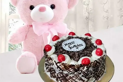 Black Forest Crush Cake & 1 Teddy Bear