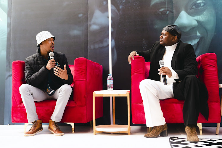 Sowetan SMag Editor-in-chief Emmanuel Tjiya in panel discussion with Ignition TV presenter Sibusiso Skosana at the Empowa Youth Summit in Orange Farm.