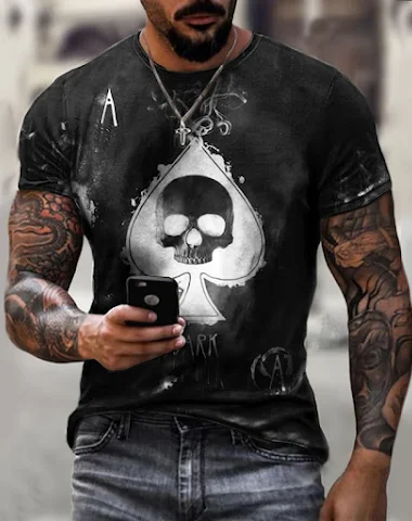 New Poker Card A Skull Printed Men' - 0