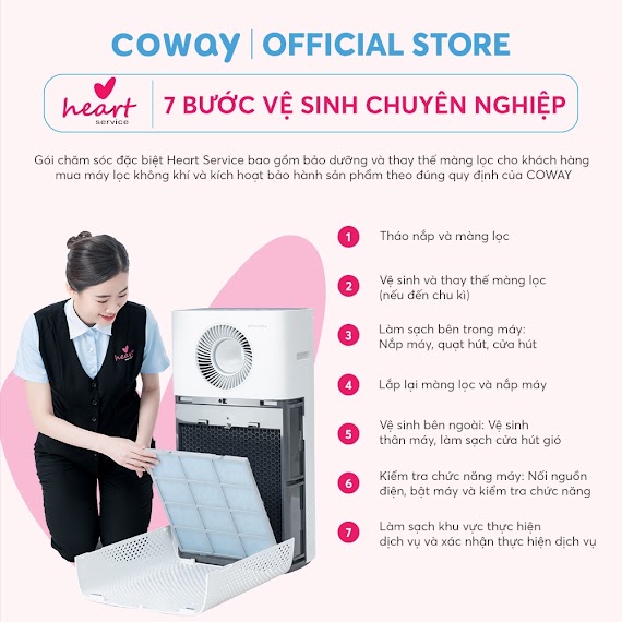 [1 Năm] [E - Voucher] – Heart Service – Gói Bảo Dưỡng Và Chăm Sóc Máy Lọc Không Khí Coway Tại Nhà