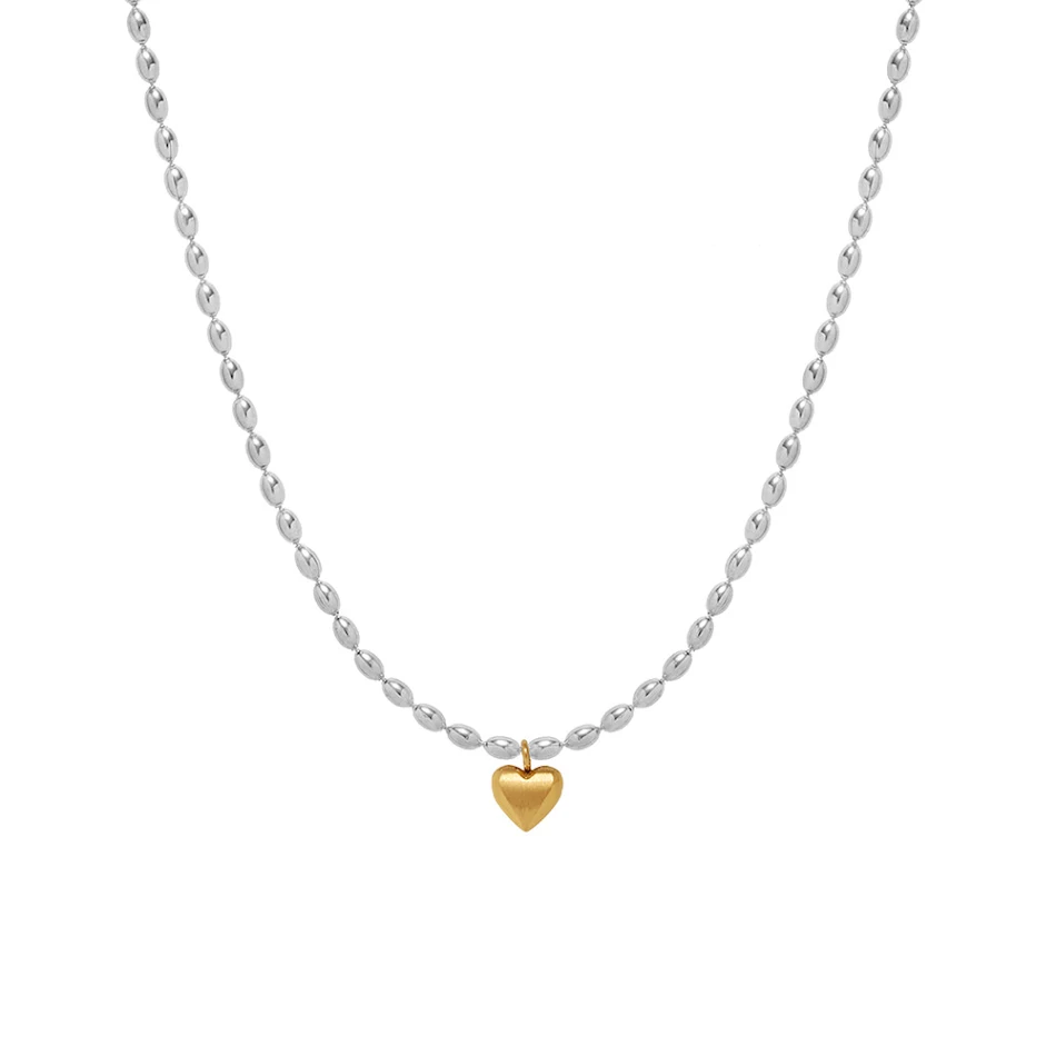 Mode design liefde ketting tweekleurig goud en zilver, een unieke ketting voor vrouwen, combineert liefde en stijlvol design.