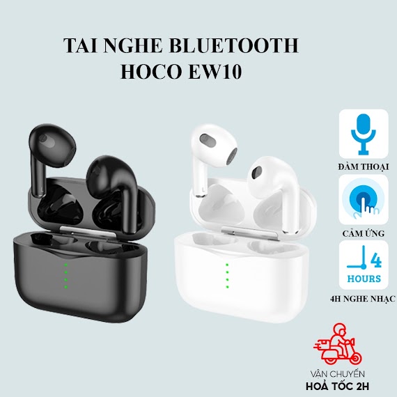 Tai Nghe Bluetooth Không Dây Tws Hoco Hỗ Trợ Đổi Tên, Đàm Thoại, Cảm Ứng Chạm, Nghe Nhạc 3 - 4H Liên Tục