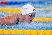 Erin Gallagher in action in the 100m butterfly semifinals in Doha earlier in the week. 