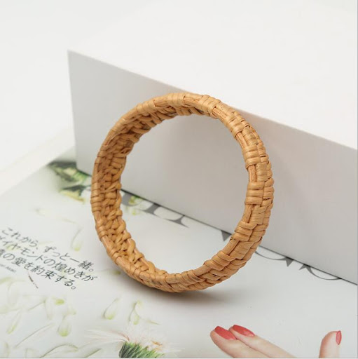 Title 5, Straw Woven Vintage Circle Bracelet, a boho-chi...