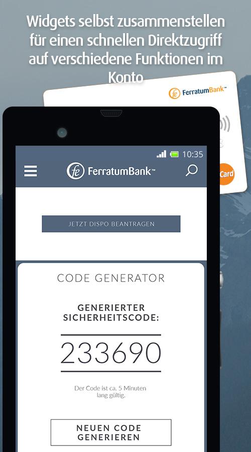Android application Ferratum Mobile Bank screenshort