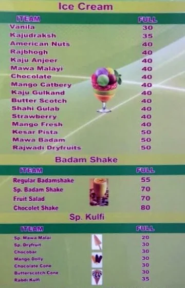 Mamta Ice-Cream & Kulfi menu 