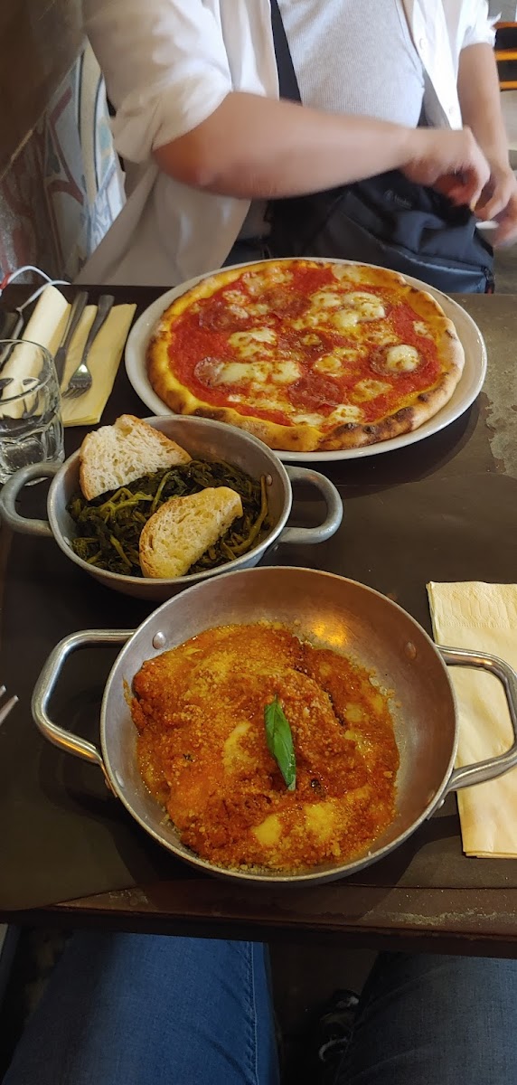 Lasagna, pizza and broccoli rabe