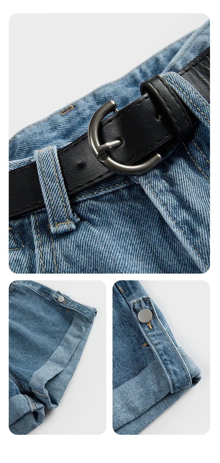 Title 9, Shorts jeans curly de cintura alta femininos. C...