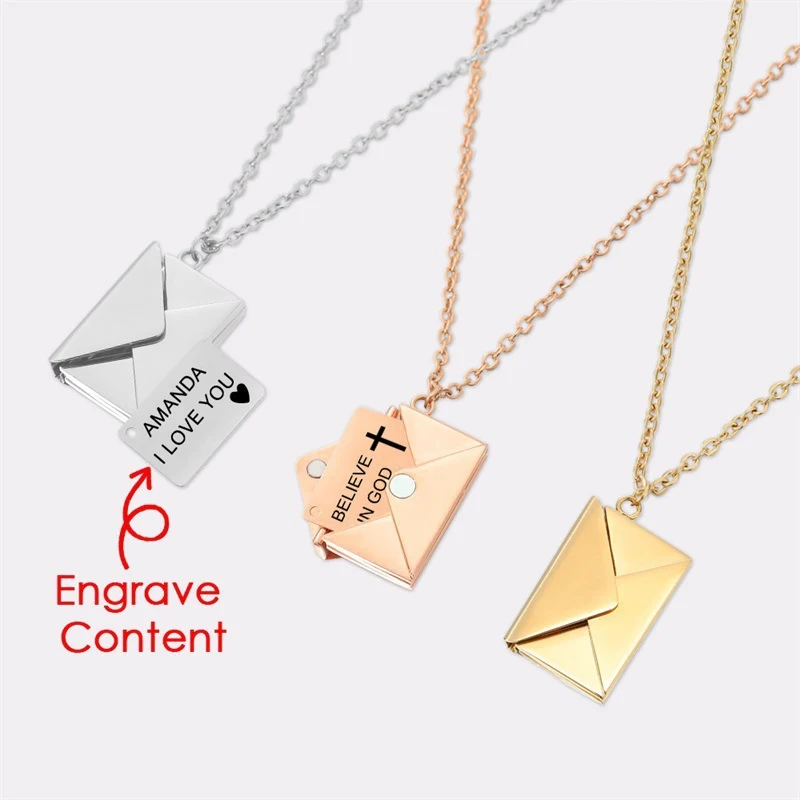 Title 1, Valentijn cadeau envelop gegraveerde ketting, g...