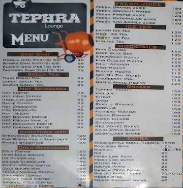 Tephra Lounge menu 