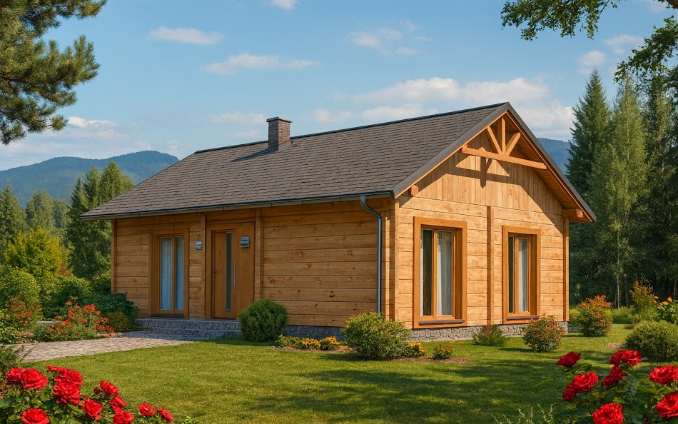 Wizualizacja 2 domu A-112 z bali