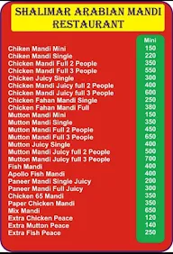 Shalimar Arabian Mandi Restaurant menu 1