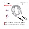 Cáp Sạc Và Truyền Dữ Liệu Hoco Du19 Usb To Lightning Hỗ Trợ Sạc Nhanh 3A Dây Dù Chống Đứt Dài 100Cm ( Xám)