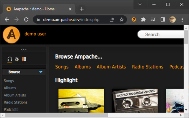 Ampache Media Keys chrome extension