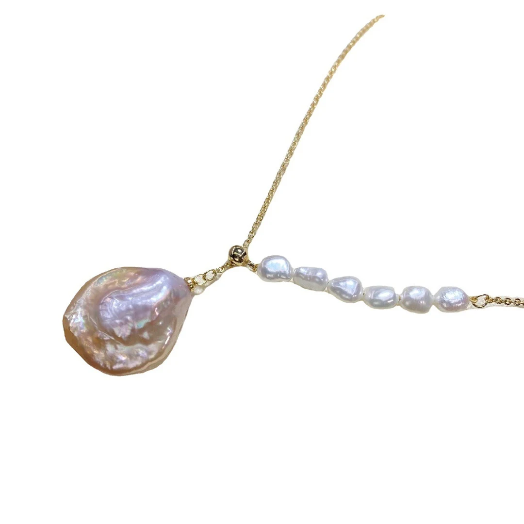 Title 3, Collier pendentif perle baroque deau douce for...