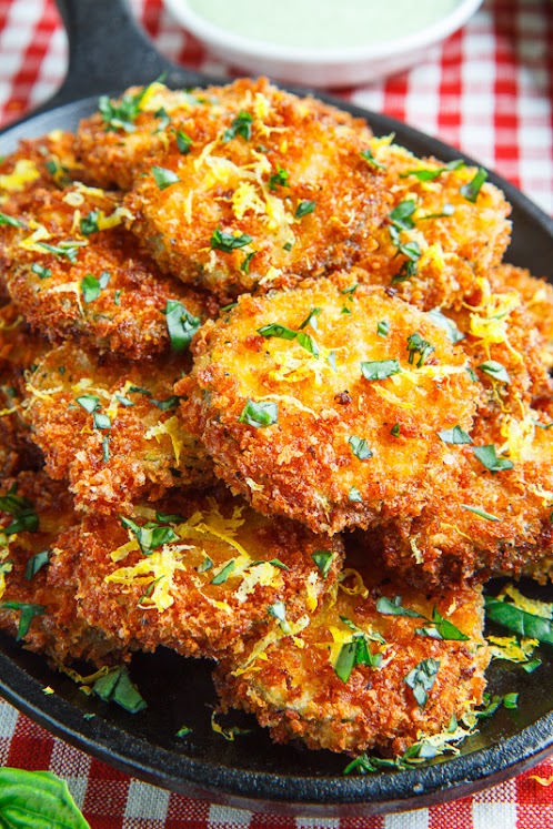 Crispy Lemon Parmesan Zucchini Chips with Basil Aioli