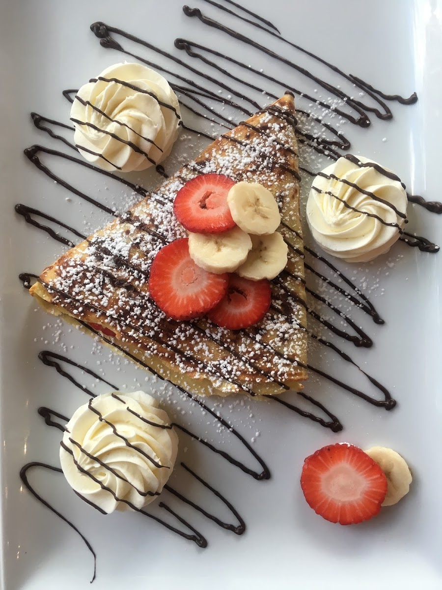 Fresh fruit strawberry banana crepe