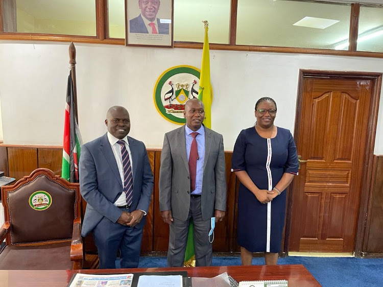 New Nairobi County Assembly clerk Edward Gichana, Speaker Benson Mutura and Deputy Clerk Pauline Akuku on November 25, 2020