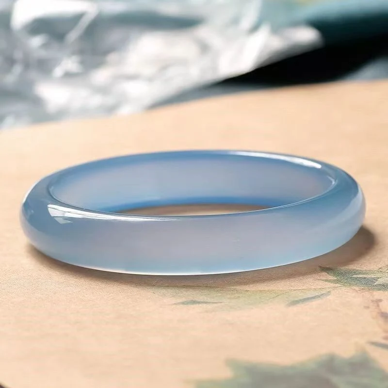 Title 2, Jade-Chalcedon-Armband Meeresblau Schmaler Scha...