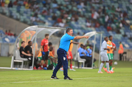Wits coach Gavin Hunt barked instructions at his players in an animated fashion and showed his disapproval at the ref's decisions throughout the game against bottom of the log team AmaZulu. Wits suffered a 3-1 defeat. Picture Credit: Thuli Dlamini