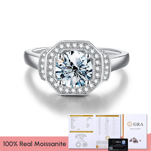 Title 4, Fashion Moissanite Four Claw Square Ring. Dazzl...