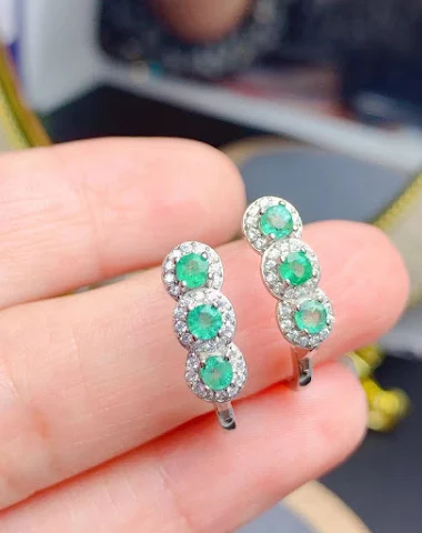 Natural Emerald Ear Clip Simple. Ef - 1