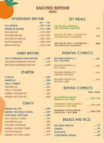 Bagundi Biryani menu 