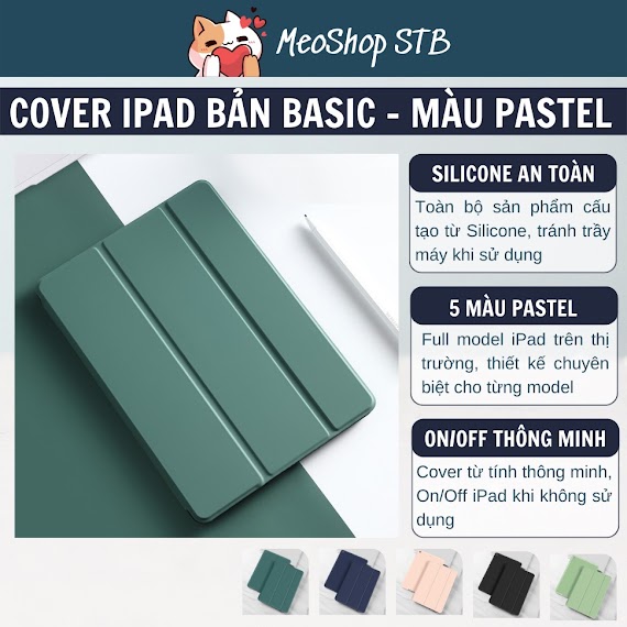 Bao Da Ipad, Ốp Ipad Viền Silicon Màu Pastel (Không Có Khay Bút)