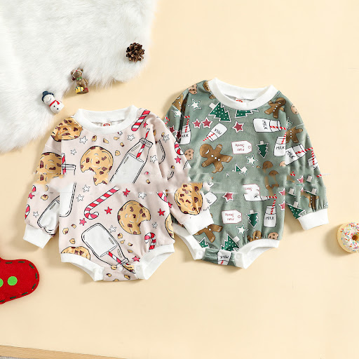 Title 2, Printed baby romper with ribbed cuffs, long sle...