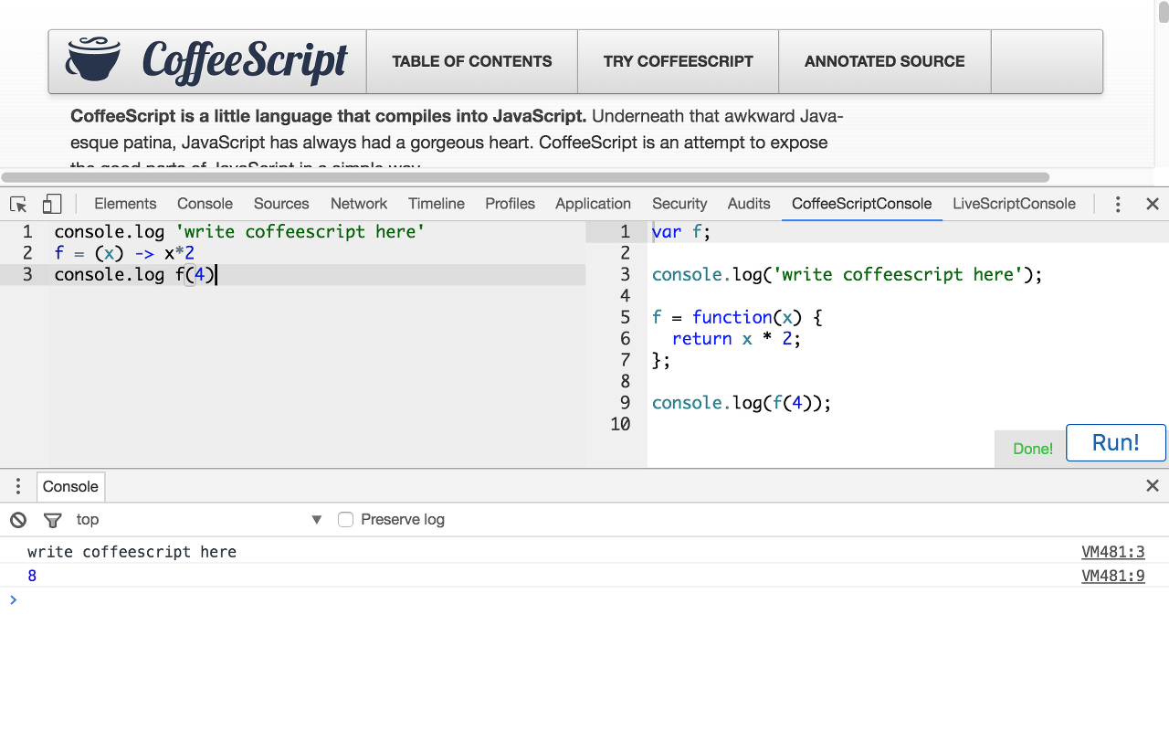 CoffeeScript Console 3 Preview image 0