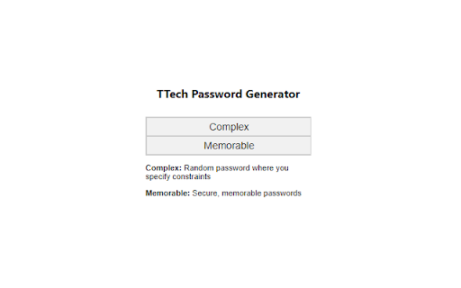 TTech Random Password Generator