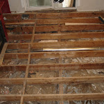 Floor framing: vapour barrier installed underneath of
floor joist, before foam insulation is applied