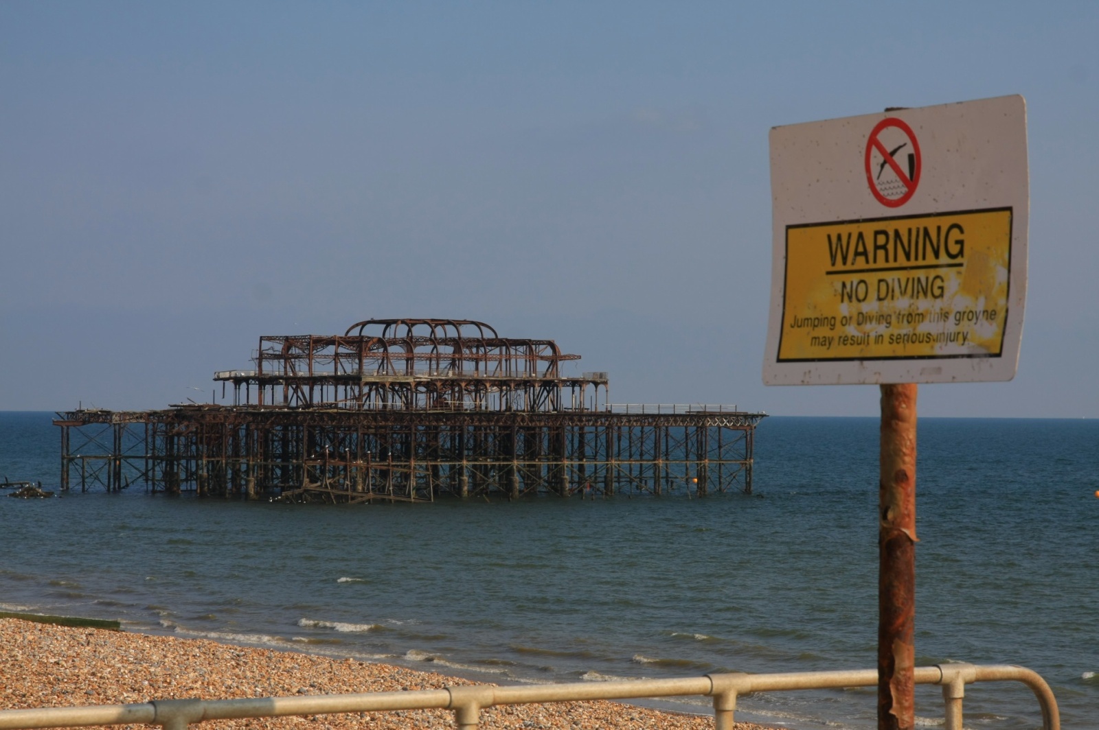 Burned down west pier