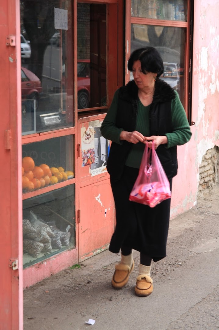 Locals like to go shopping in slippers