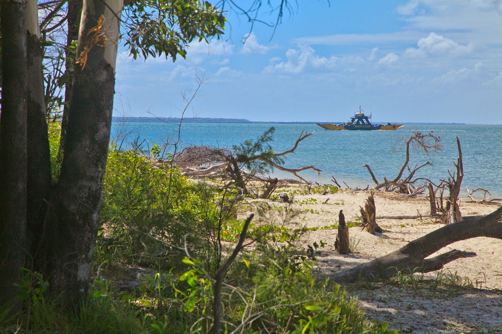 Ferry to Fraser Island, one of the largest sand island in the World