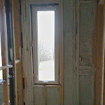 Foam insulation applied in between wall studs;
outside wall with a window shown