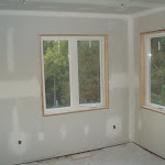 Upper floor-bedroom after drywall installation