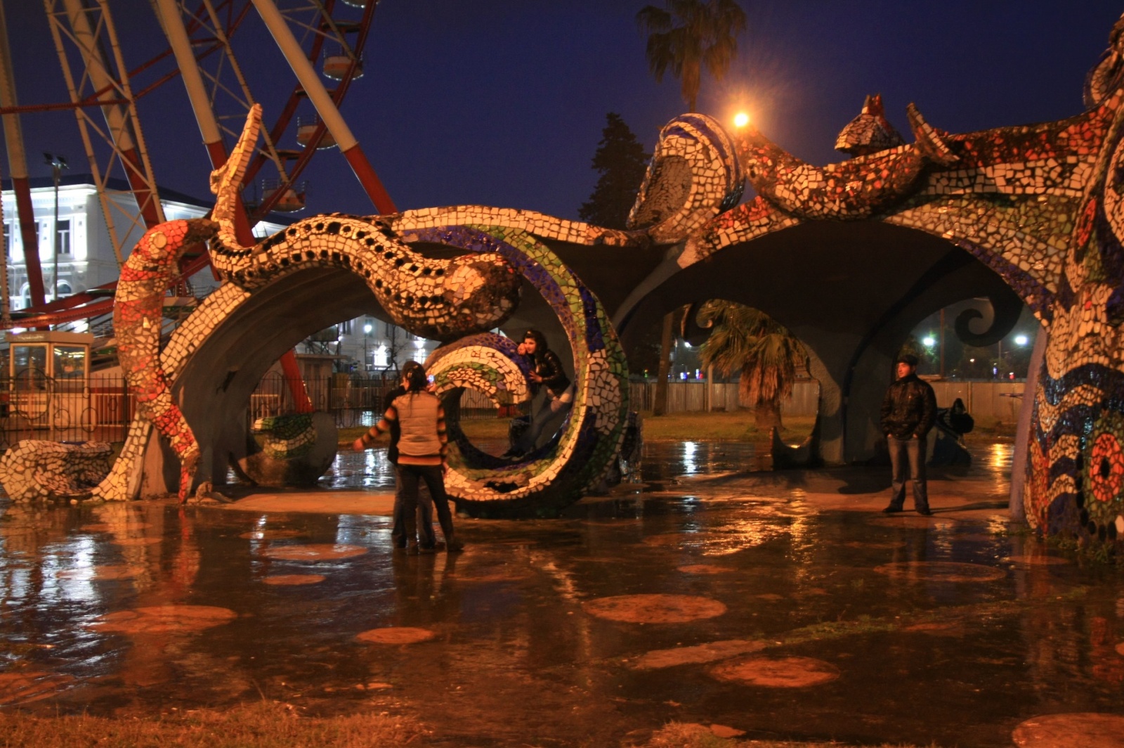 Locals playing in the rain