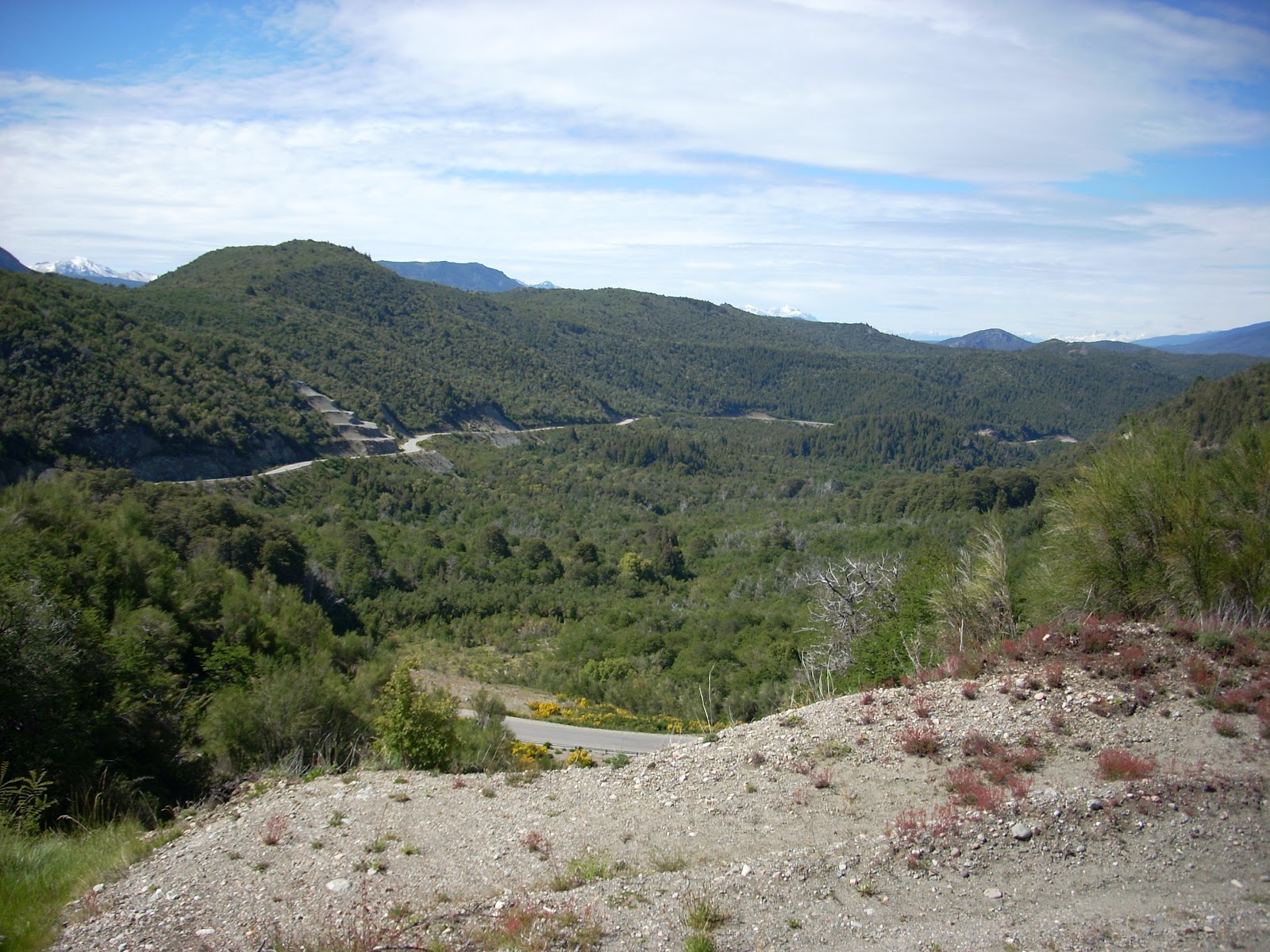 See the road going down the valley?