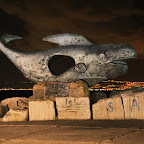 A fish with a hole with Haifa in the background, very prosaic description :-)