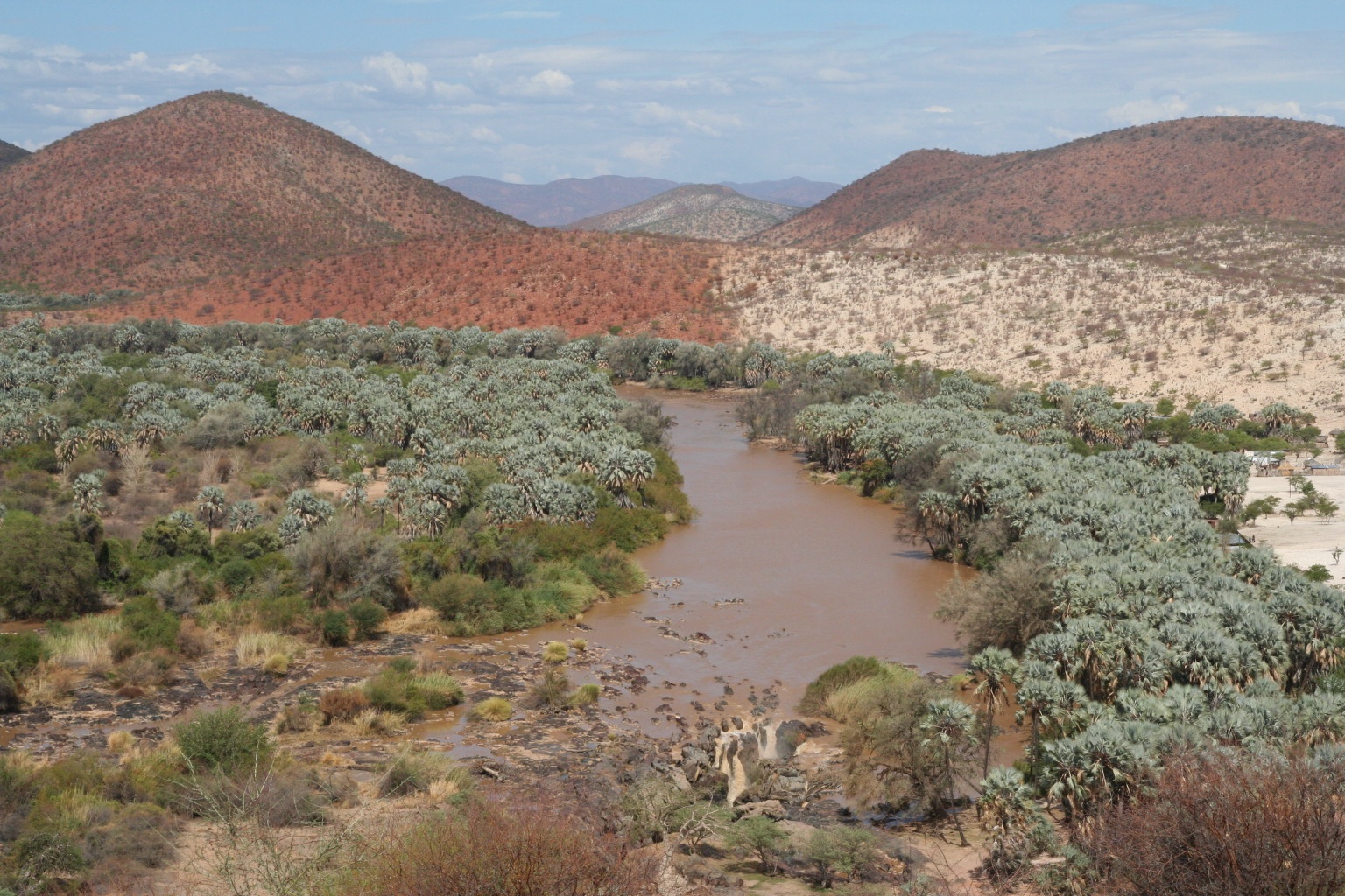 Kunene river - Angola and Namibia border at Epupa falls