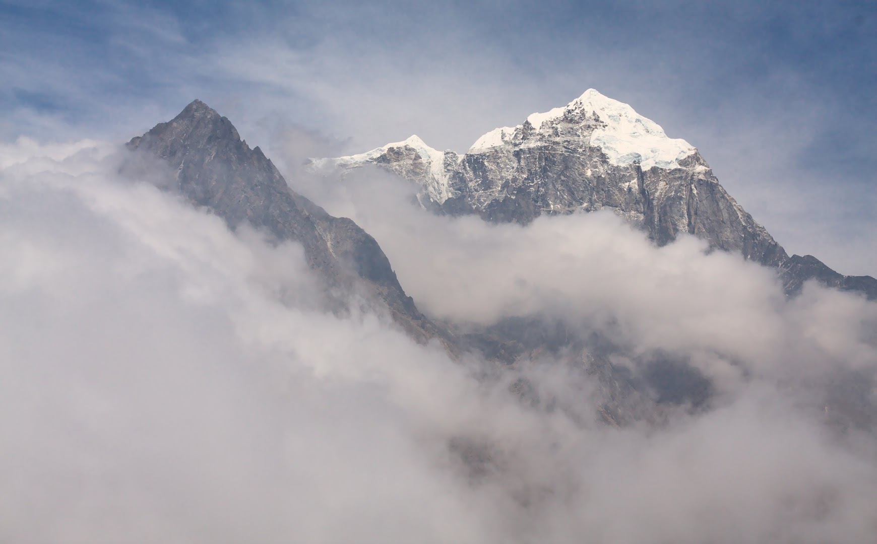 Everest is hiding behind the clouds