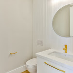 Powder room with single sink vanity