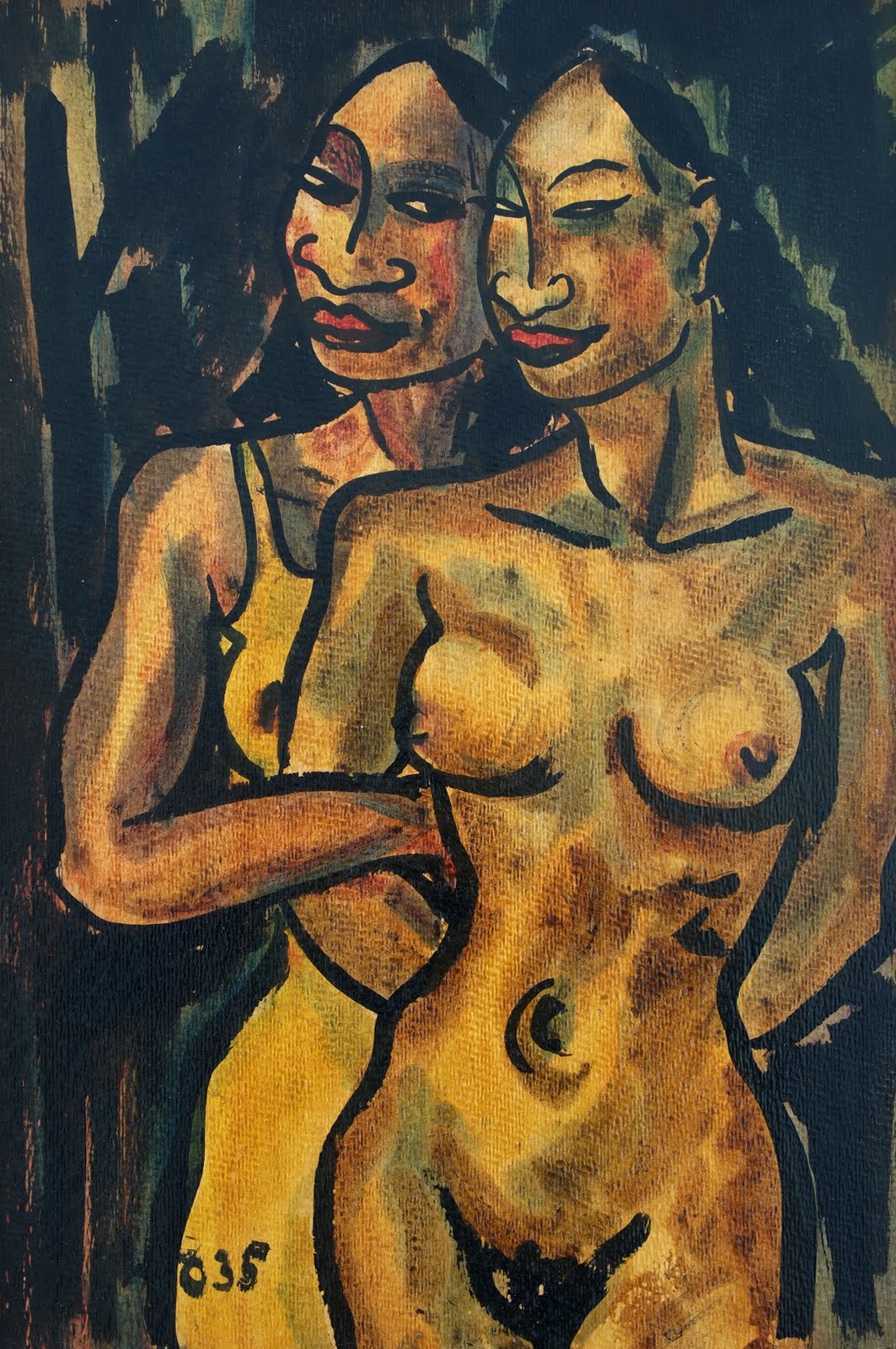 Nudes, oil on wood, 1935, 49 x 33 cm, family-owned