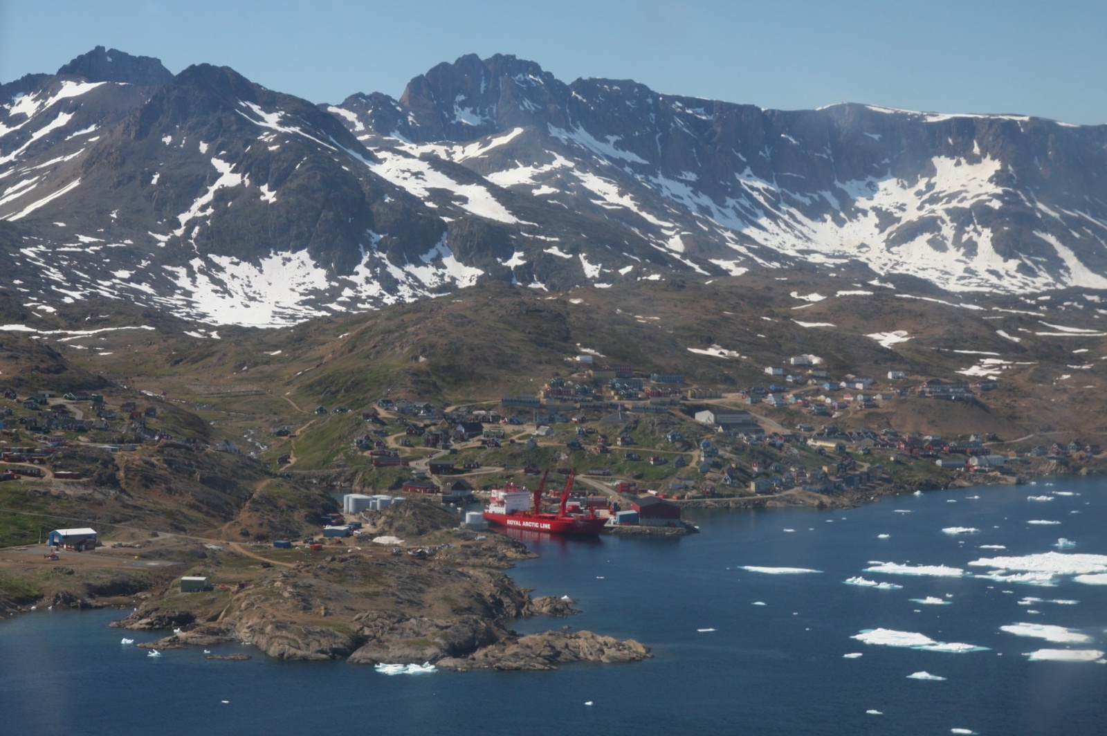 Approaching Tassilaq, town in the district of Ammassalik - the largest town in East Greenland, 1800 people