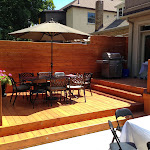 Backyard patio with privacy wall