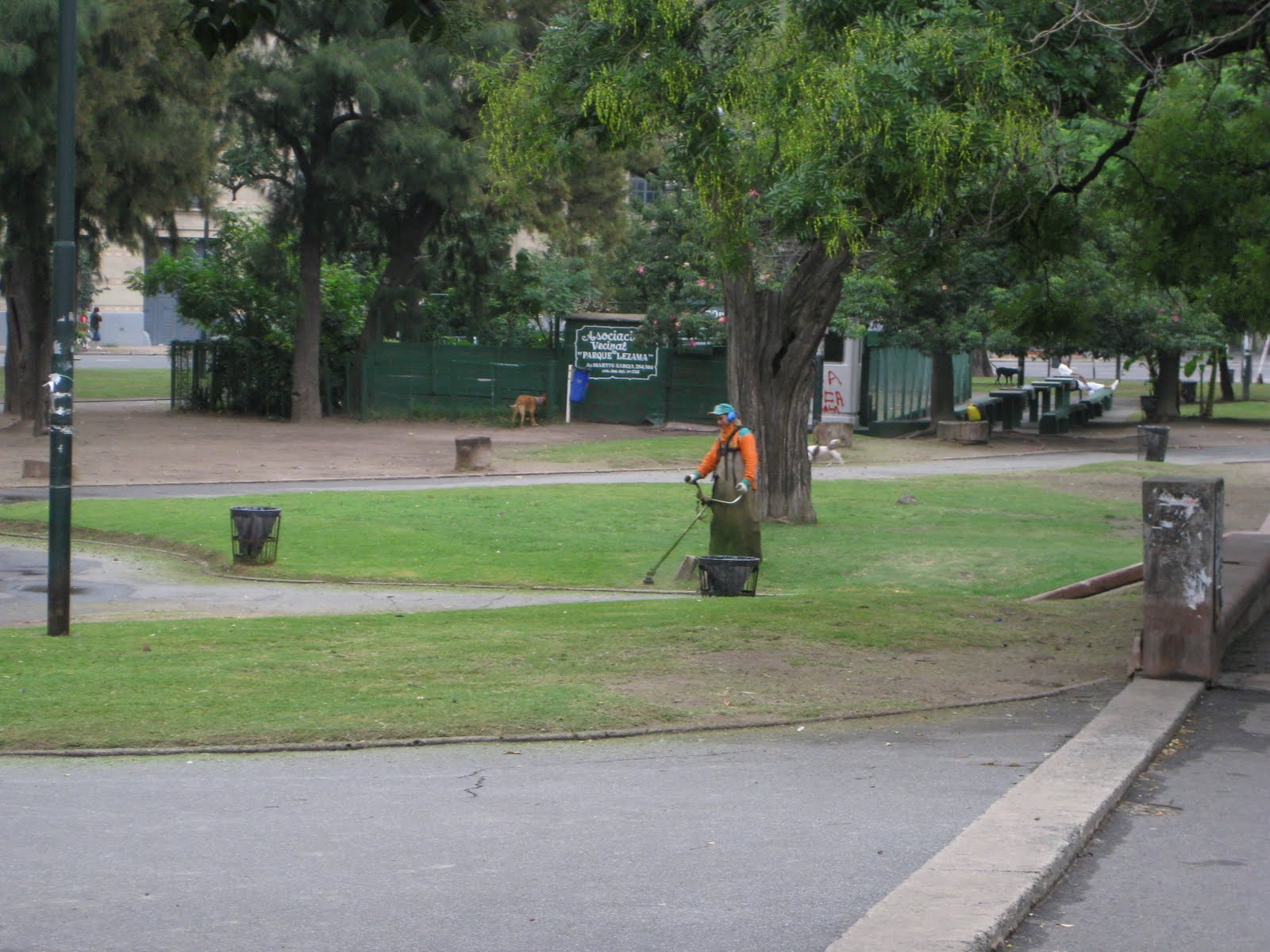 All lawns are cut with weedeaters, not lawnmowers. You then use a rubbish bag to pick up the clippings by hand