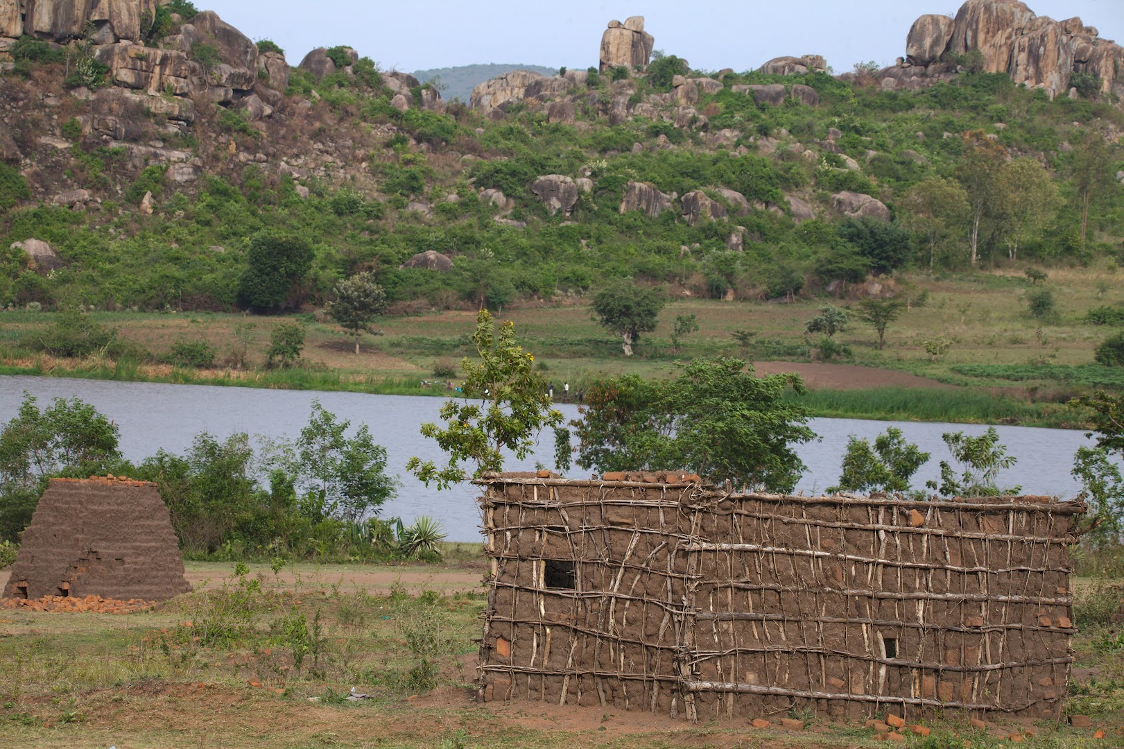 Brick factory by the lake