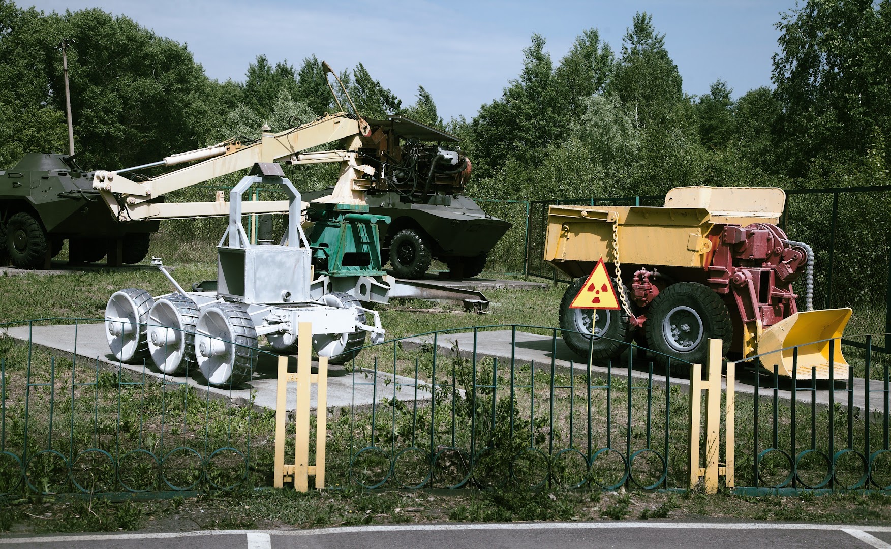 This machinery were used to clean up the mess. Remote robots usually stopped working after a couple of hours